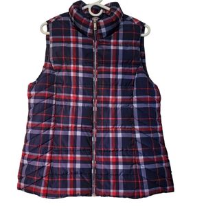 Tommy Hilfiger Preppy Classic Plaid Puffer Vest In Red White And Blue L Like New